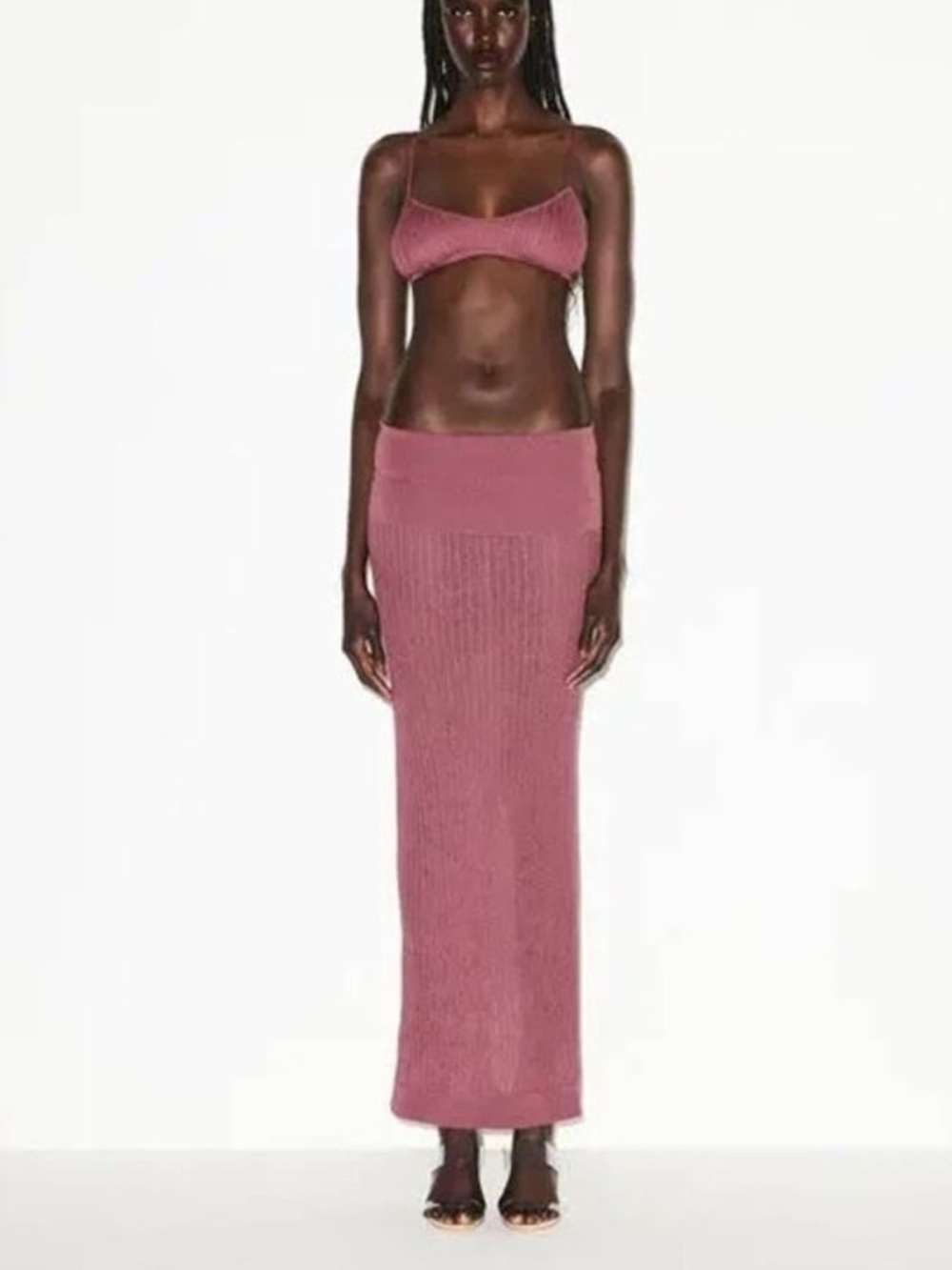 SKIMS NWOT Sheer Knit Foldover Maxi Skirt - Beet